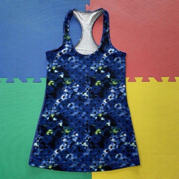Lululemon Cool Racerback Windy Blooms Saphire Blue Multi Fitness Tank Size 4? - Picture 5 of 8